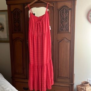 Orange Sundress, Tiered Midi Women XXL, Spaghetti Strap, Old Navy, NWT